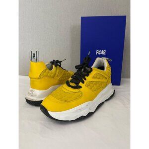 P448 Size 42 Yellow Quilted Sneakers With Black Laces